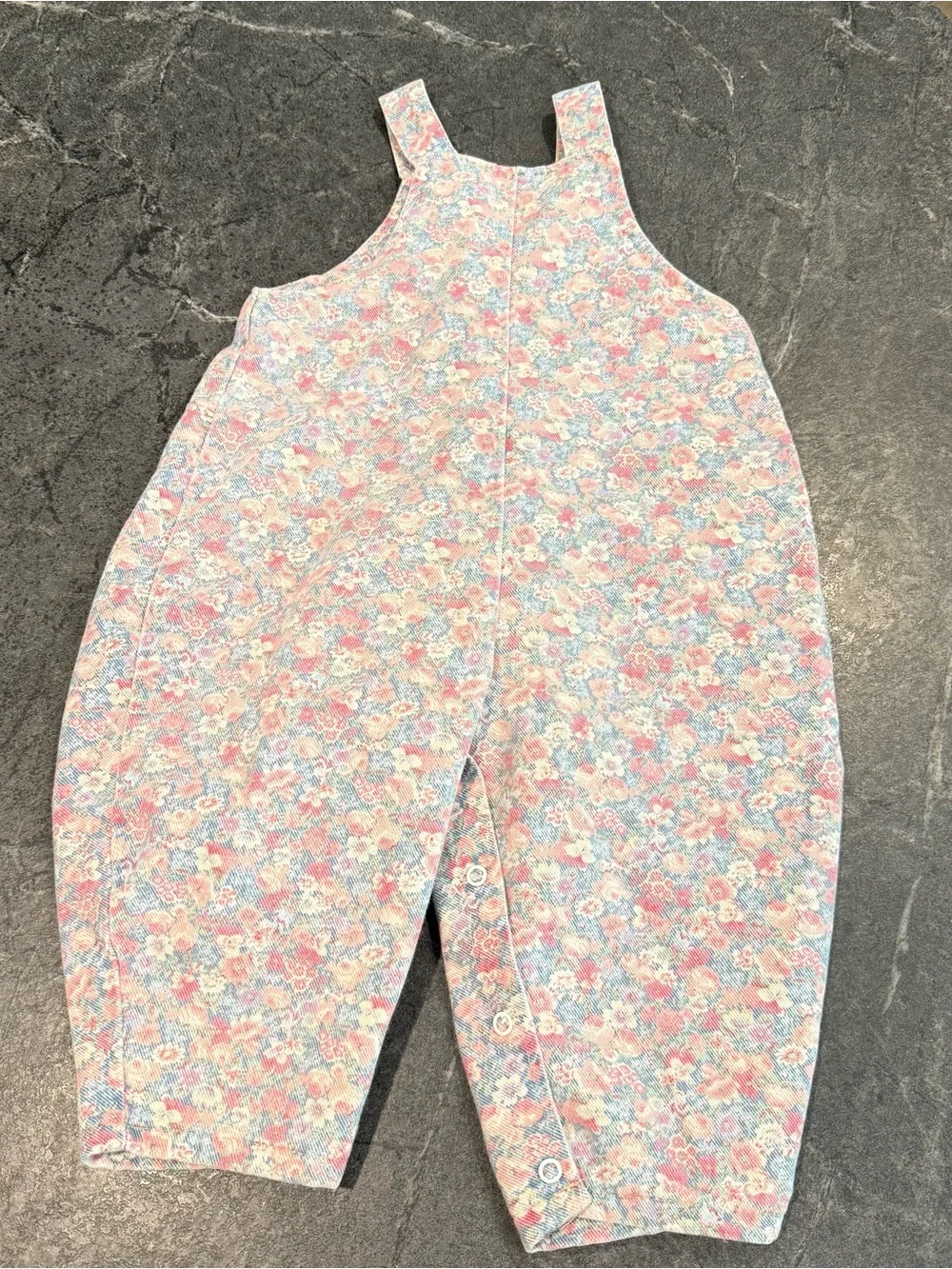 Vintage Buster Brown 18 month baby girl bubble romper jumpsuit floral 90s